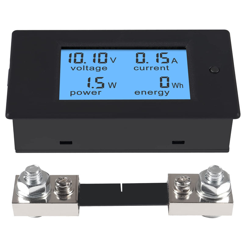 DC 6.5-100V 0-100A 12V 24V 36V 48V 60V 72V Volt Amp Watt Meter LCD Display Digital Current Voltage Power Energy Meter Multimeter Ammeter Voltmeter with 100A 75mV Current Shunt Pack of 2 DC 6.5-100V 0-100A