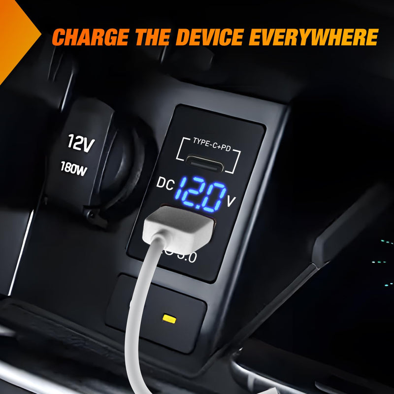 Nilight Rocker Switch Style USB Charger LED Voltmeter Quick Charge 12V PD Type C and QC 3.0 Car Charger 1.54" x 0.83" Replacement with Inline Fuse for Tacoma Tundra 4Runner FJ Cruiser Hilux Fortuner Type C + USB 1.54" x 0.83"