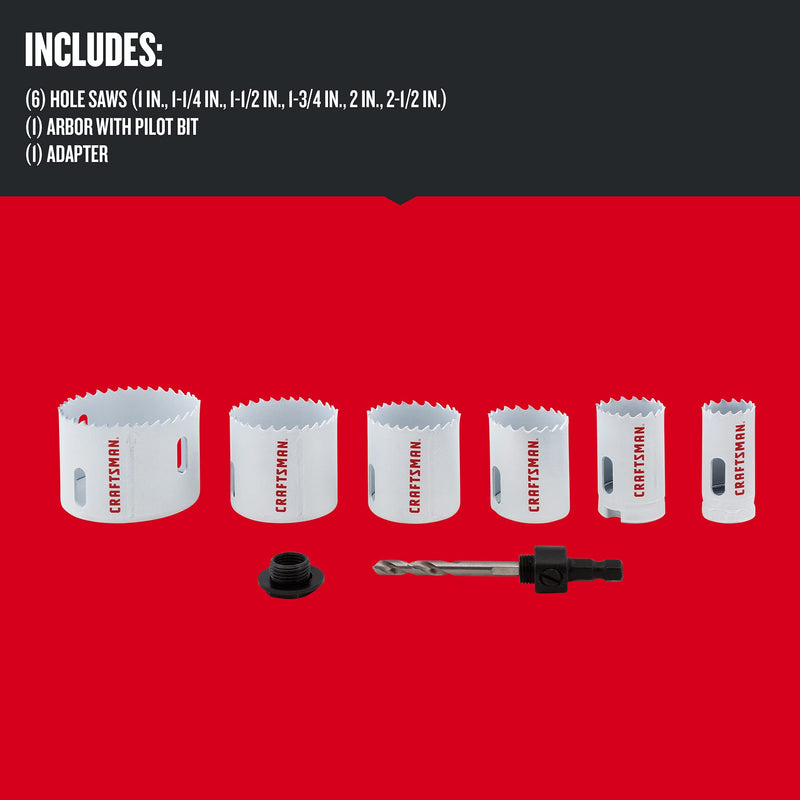 CRAFTSMAN Hole Saw Kit, Bi-Metal Set, 7Piece (CMAH1SET7) 7-Pieces