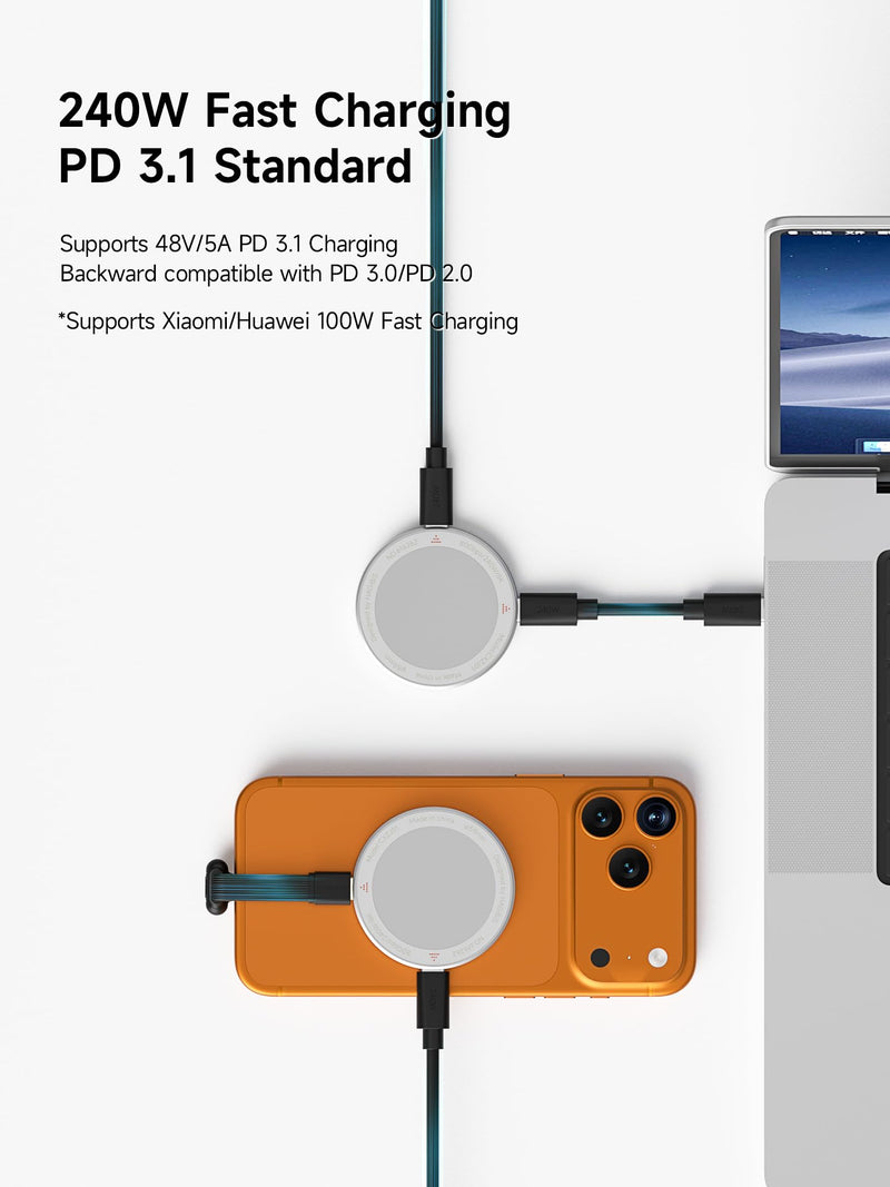 Hagibis USB-C Adapter, Dual-Sided Magnetic Ring Female to Female USB Typ-C Converter, 240W Fast Charging 80Gbps 8K Adapter for iPhone 17/16/15 Pro Max, iPad, Tablet, Android (USB4 V2.0 Solid Version) USB4 V2.0 Solid Version