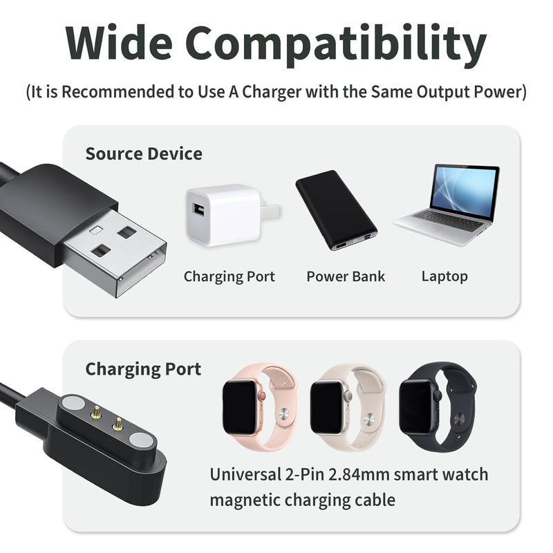 2-Pack Smart Watch Charger for VeryFit IDW19 IDW13 ID208 BT Plus - Magnetic USB Charging Cable - Replacement Power Cord for IDW15 IDW16 IDW17 IDW21 IDW25 IDW26 IDW28 GTX20 - Fast Charging Accessories