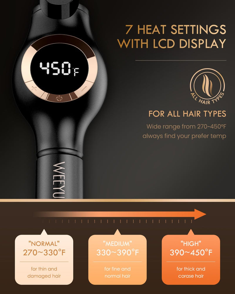WEEYUM Curling Tongs 2 Inch, Large Barrel Curling Wand for Hair, Ceramic Long Barrel Hair Curling Iron Dual Voltage 50MM