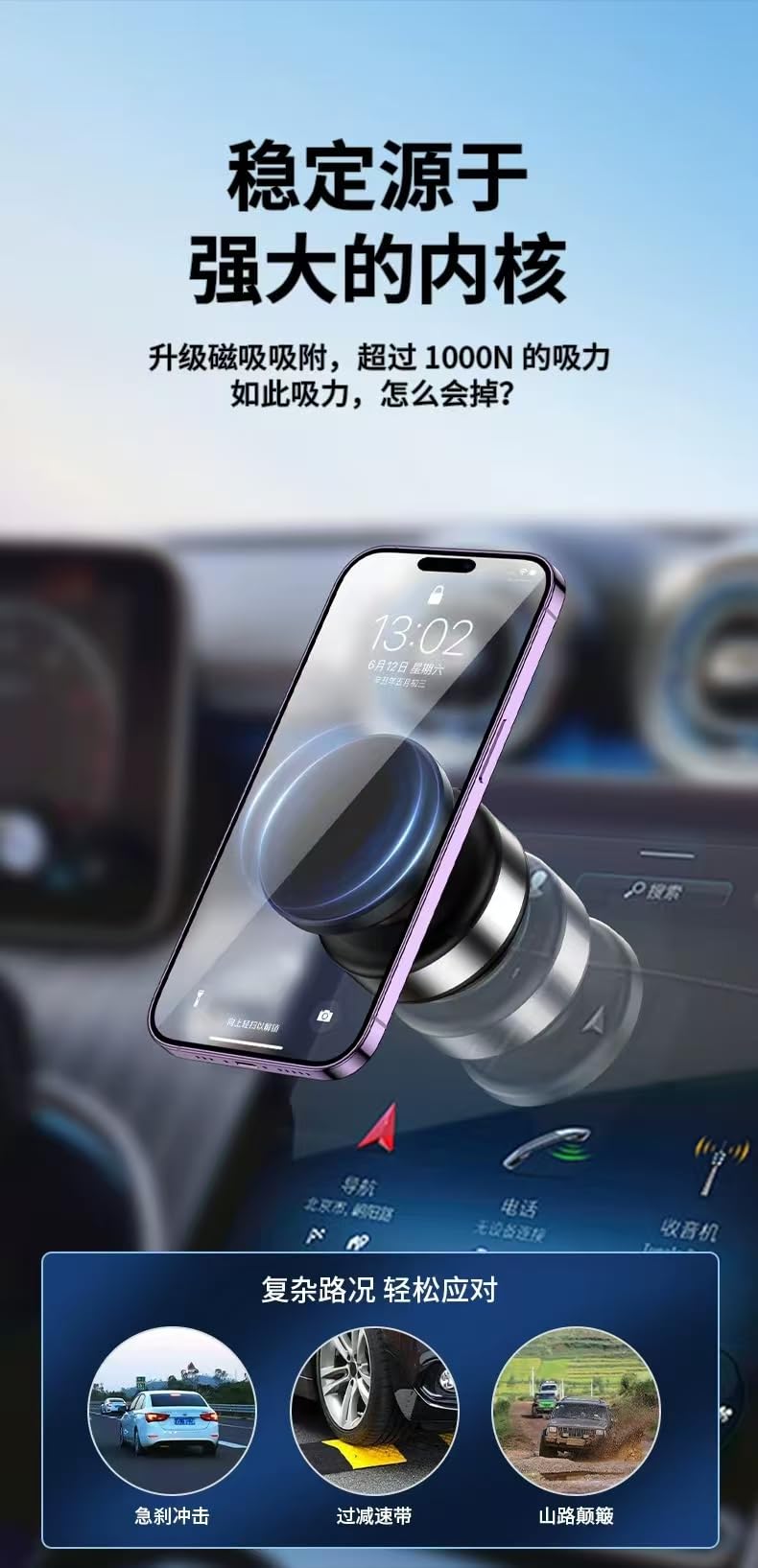 Boxgear 15W for MagSafe Wireless Charger Car Mount, 360° Adjustable N52 Magnetic Suction Phone Mount, Vacuum Phone Holder for Car Screen/Windshield/Smooth Surface, Compatible with iPhone (Style 1) Style 1
