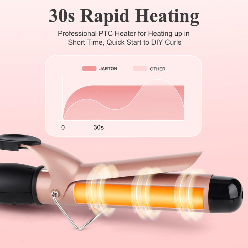JAETON Curling Tong, 32mm Ceramic Curling Iron Wand with LCD 140°C-230°C | Hair Curler for for Large Curls and Soft Waves, Fast Heat-Up, for Long & Medium Hair