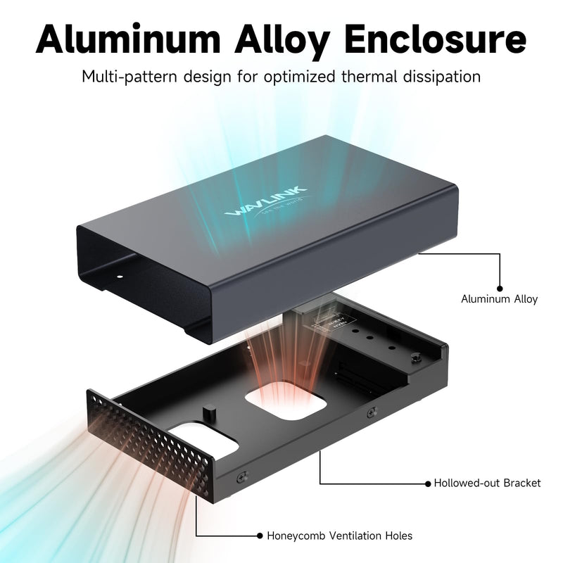 WAVLINK Hard Drive Docking Station NVMe M.2 to SATA 2.5/3.5 SSD/HDD | 10Gbps Lay Flat Docking Station SATA to M.2 NVMe Cloner Tool-Free, Offline Clone Function for Windows Mac Linux
