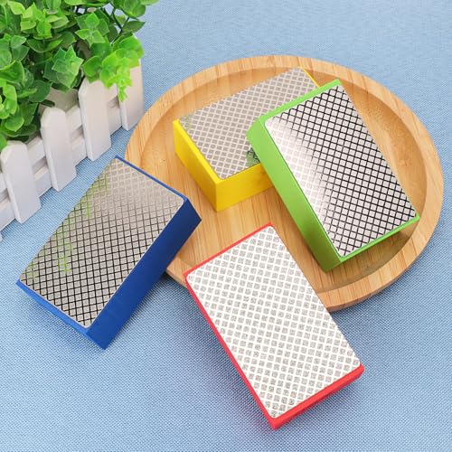 8 Pack Diamond Hand Polishing Pads, Sanding Blocks, Diamond Sanding Pads with 60#, 100#, 200#, 400# Grits for Concrete, Stone, Tiles, Ceramics and Metal