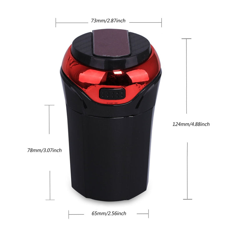 Car Ashtray, Car Ashtray Lighter Set Detachable, Car Ashtray with Lid Blue LED Light Indicator for Car, Home, Office and Travel Red ashtray