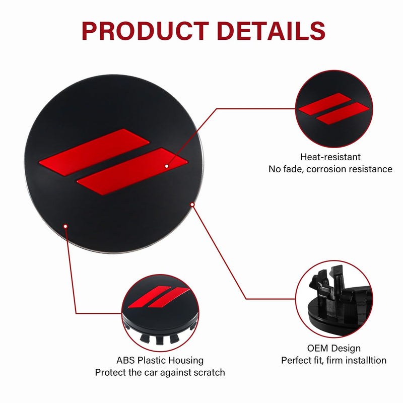 4PCS 63mm=2.5 inch Slash Wheel Center Cap Covers for Dodge Charger Challenger Durango Journey Avenger Hornet Dart R/T SRT Non Fading Hubcaps Rim + Tire Valve Stem Caps Covers Trim (Red) red
