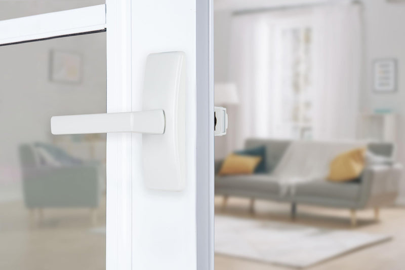 Wright Products Contemporary Lever Latch with No Lock Out Feature, Surface Mount Storm Door Handle for Metal and Wood Doors, Easy Installation, Durable Replacement Latch, Matte Black (White) White