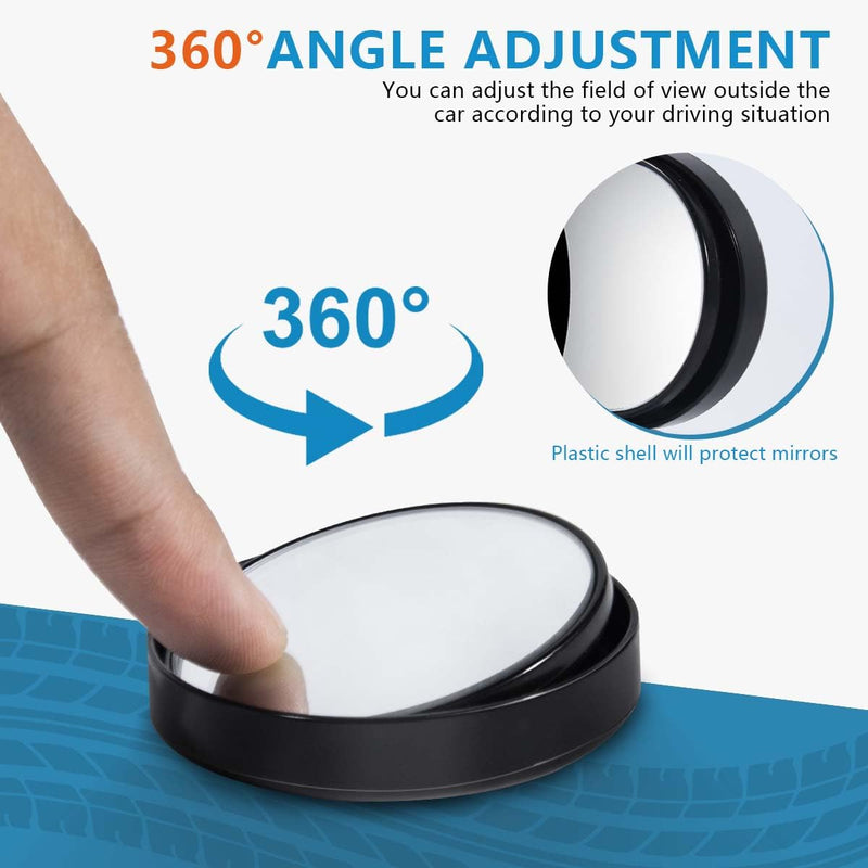 OBTANIM 4 Pack Blind Spot Car Mirror 2 Inch Angle Adjustable HD Glass Round Side Rear View Convex Accessories with Frame for Car SUV Trucks Motorcycles