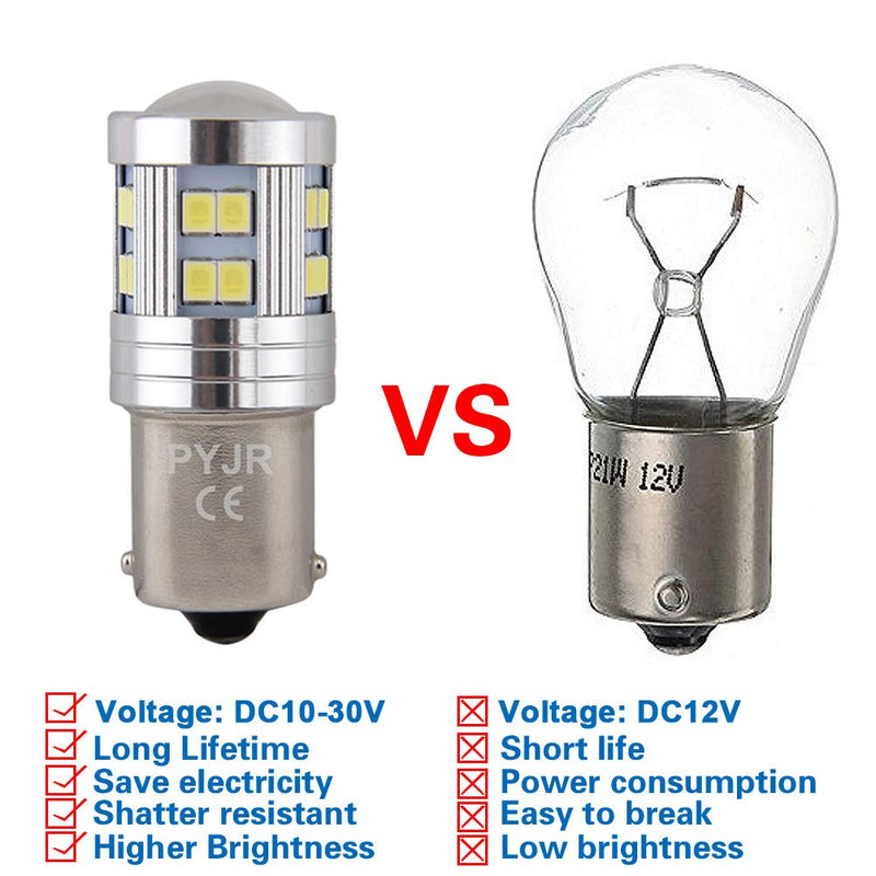 1156 Reverse Light LED Bulbs, PYJR P21w 1141 Ba15s 7506 LED Light Bulbs, 1000 Lumens 6000K Xenon White, with Projector, for Backup, Reverse Light, lawn mower headlights, lawn tractor Bulb.(pack of 2) 1156-Blanc