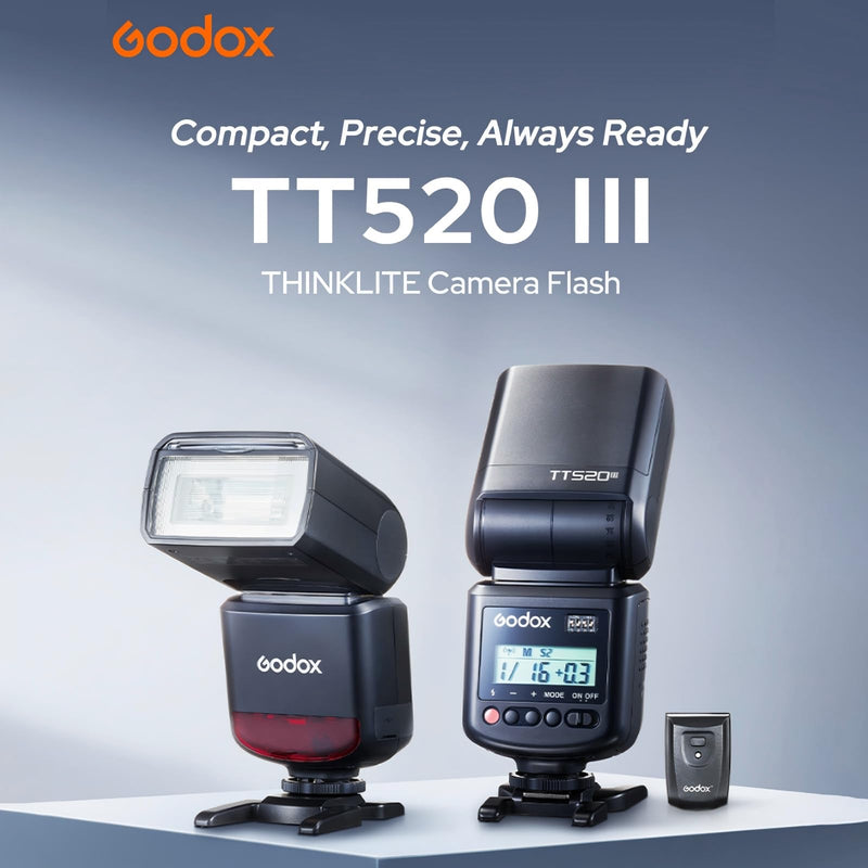 Godox TT520 III TT520III Camera Flash - Godox TT520 II TT520II Upgraded, 433MHz GN33 Manual Flash with RT-16 Transmitter, 1/128-1/1Power(±1/3-stop), S1/S2 Mode,Compatible w/Center-Pin Hotshoe Cameras