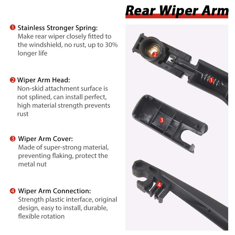 Replacement for 2009-2020 Dodge Journey Vehicles, Rear Windshield Back Wiper Arm Blade Set - OTUAYAUTO Factory OEM Replacement 68040371AA