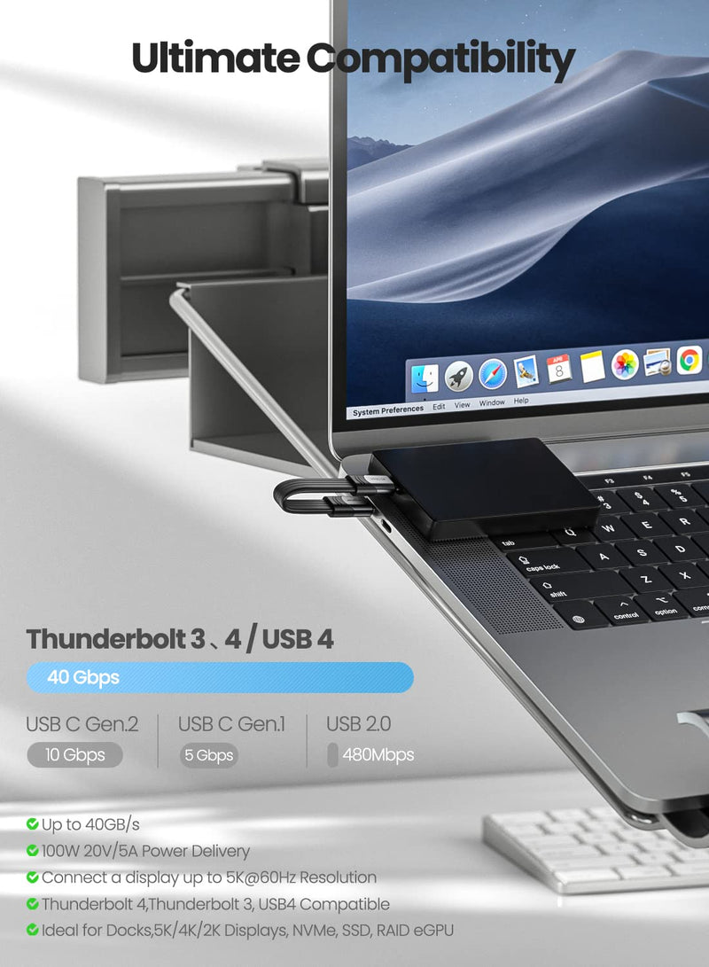 Fasgear Short USB 4 Cable 6-inch/15cm 100W 40Gbps USB C to USB C Cable with 5K@60Hz Video Output Compatible for Thunderbolt 4/3 Port MacBook Pro Mac mini External SSD Hub Docking Monitor Display eGPU