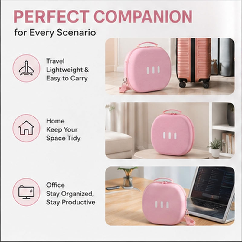 Comecase Hard Carrying Case for Meta Quest 3 and Quest 3S, Pink | Pre-Cut Foam, Mesh Pocket, Handle and Detachable Shoulder Strap, Organize Headset, Controllers and Accessories, case only