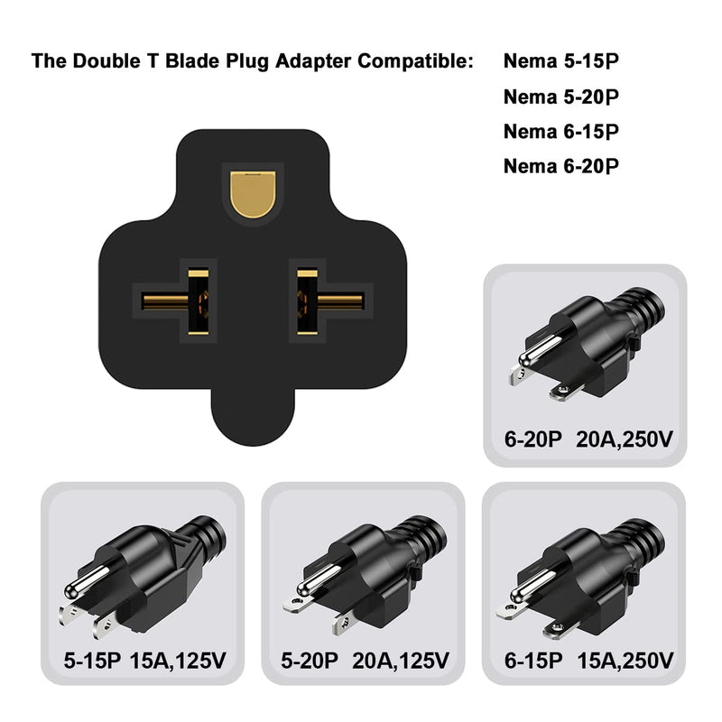 10-Ft Nema 6-20P Extension Cord 20-Amp 250Volt Nema 6-20 Heavy Duty Extension Cable 12AWG, (4 in 1) 6-15R, 6-20R, 5-20R, 5-15R T Blade Female 20AMP Plug Adapter Cord,250V 20A Plug AC Power Cable