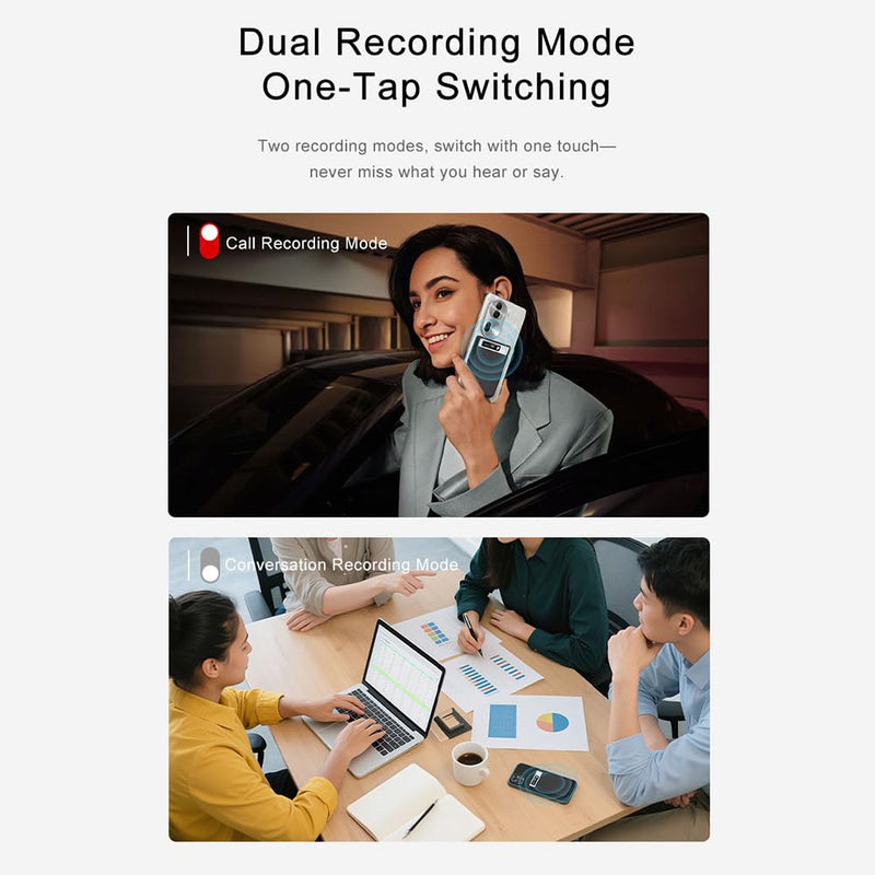 AI Voice Recorder, App Control, Transcribe & Summarize with AI Technology, 64GB Memory, One-Touch Recording, Audio Recorder for Lectures, Meetings, Calls with Protective case