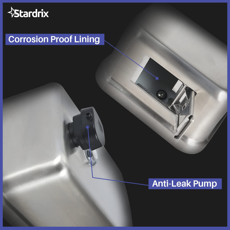 Heavy Duty Stainless Steel Wall Mount Soap Dispenser, 1100ml/37oz, with Corrosion Proof Lining and Anti-Leak Pump for Commercial & Home Bathroom Kitchen(Vertical) Vertical