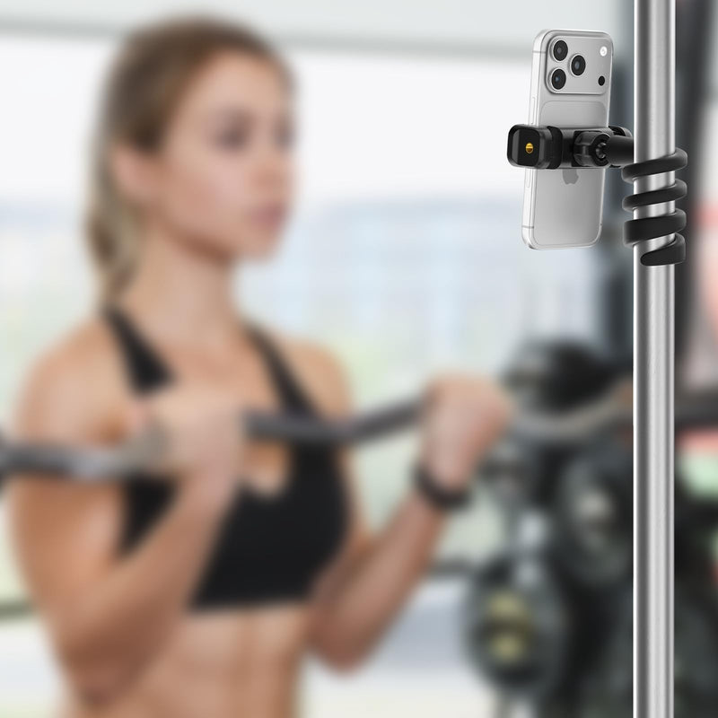 iTODOS Portable Flexible Phone Holder for Treadmill,Spin Bike,Peloton,Stroller,Golf Cart,Bed,Car,Desk,Gooseneck Phone Holder Stand Compatible with for 4.7"-6.9" Smartphones