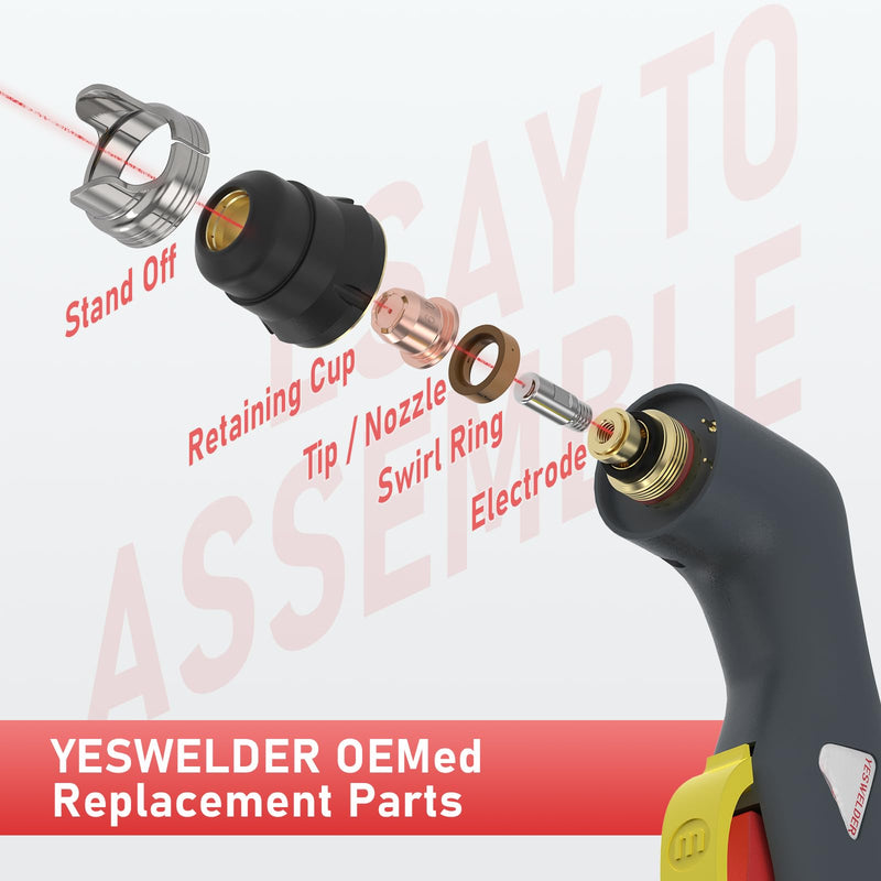 YESWELDER 24pcs Plasma Cutting Torch Consumables Sets Tip Electrode of IPT40, Suitable for YESWELDER CUT-55DS Pro/CUT-55NHF/CUT-55DS NHF PLUS/CUT-60DS PRO/CUT-65DS PRO/CUT-65DS Plus Plasma Cutter IPT40-24