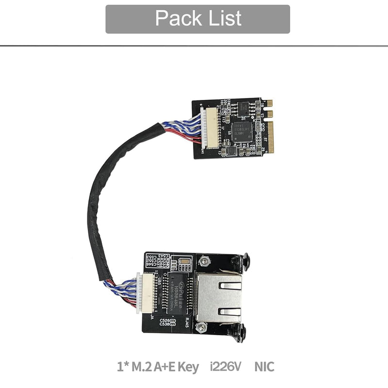 WayPonDEV M.2 A E Key to 2.5 Gigabit Ethernet Module, i226V Chipset 2.5G Ethernet Server NIC, 10/100/1000/25000 Mbps RJ45 LAN, Multi-Gigabit M.2 Network Card, Support 2230 (30CM, i226 M.2 A+E Key) 30CM