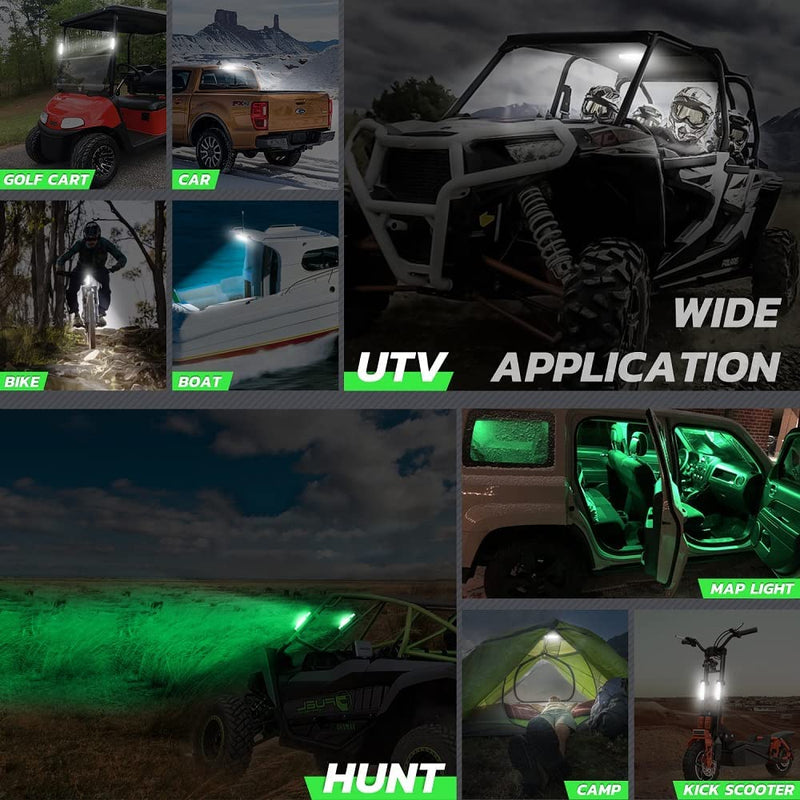 UTV Interior Dome Light, Lumimotor Universal Roll Bar Mount LED Light for UTV ATV Polaris RZR Can-Am Ranger Pioneer Talon Yamaha Kawasaki Off Road - White/Green Green