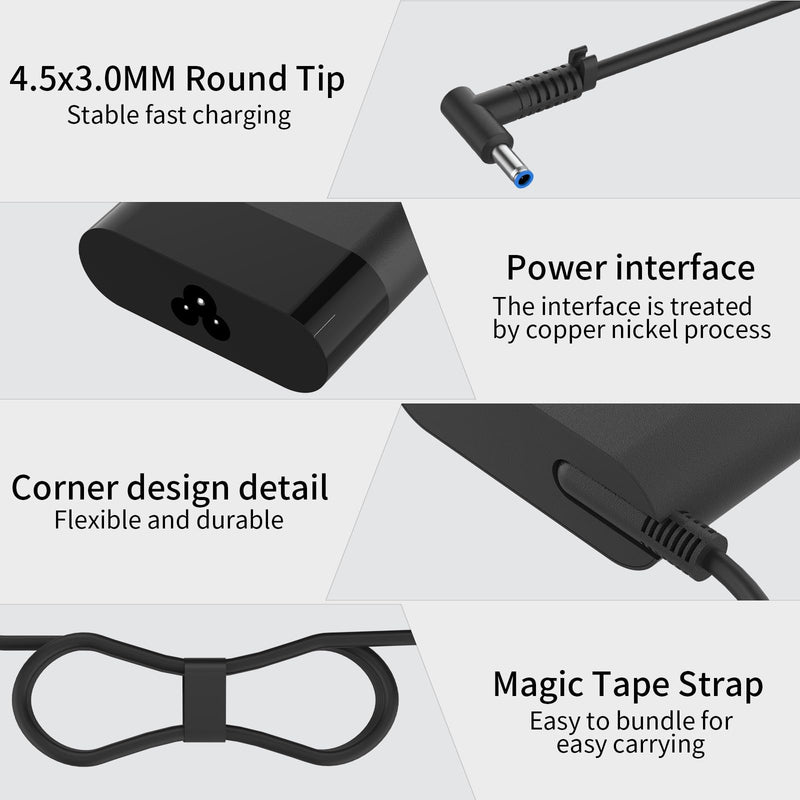 90W 4.62A 4.5mm Blue Tip Laptop Charger Compatible with HP Spectre X360 13 15 Envy 14 15 17 TouchSmart M6 M7 15-j 17-j Series 710412-001 710413-001 710414-001 Adapter Power Supply Cord 90W
