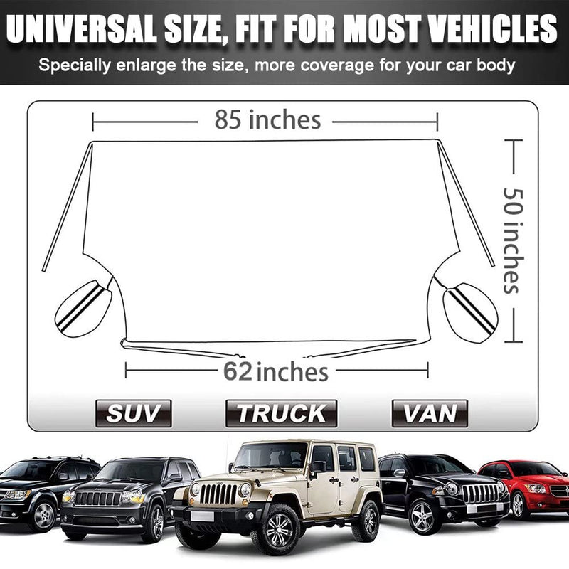 [Upgrade] Windshield Snow Cover, Extra Large & 3-Layer Thick Fits Any Car Truck SUV Van, Straps & Magnets Double Fixed Design Windproof Outdoor Car Window Snow Covers, Keeps Ice & Snow Off