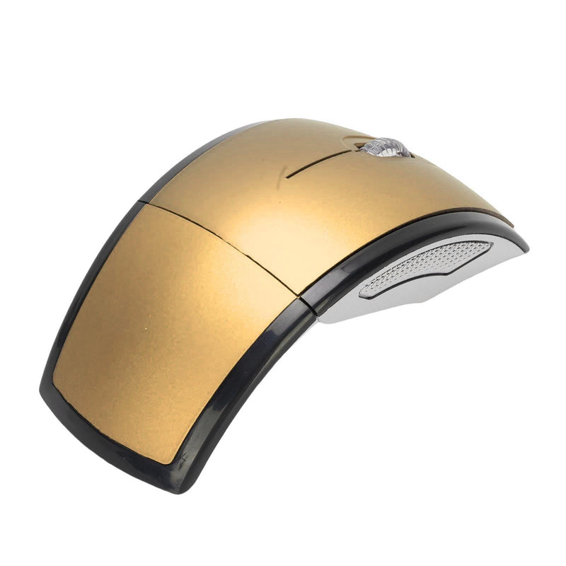 2.4G Foldable Wireless Mouse for Laptop, Portable Travel Mouse with Ultra Flat Folding Design, Compact Mini, for PC Laptop Computer Home Office (Gold)