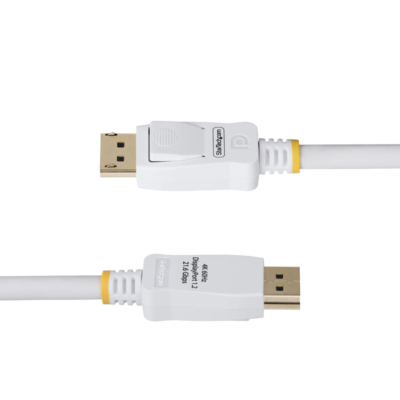 StarTech 10ft DisplayPort 1.2 Cable, 4K 60Hz, White, 21.6Gbps | VESA Certified, Latching DP Connectors, DP12-CABLE-10FTW 10 ft (3 m)