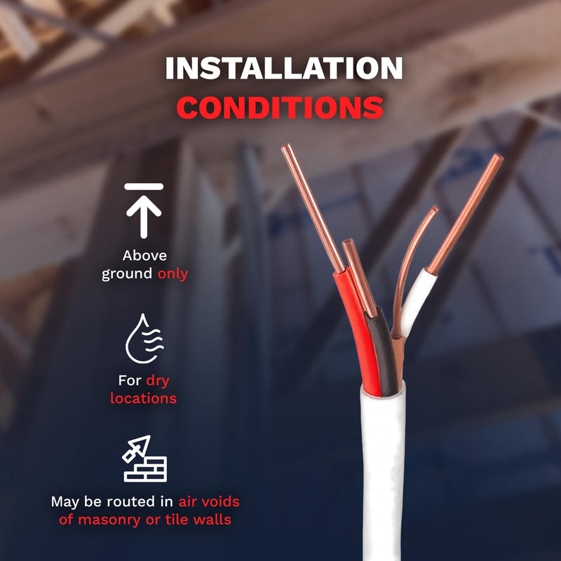 Solid Indoor Wire 14/3 W/G NMB Cable 25ft Coil - Copper Building Wire - Nonmetallic with Ground Sheathed Cable White SW 63946855 25 Ft