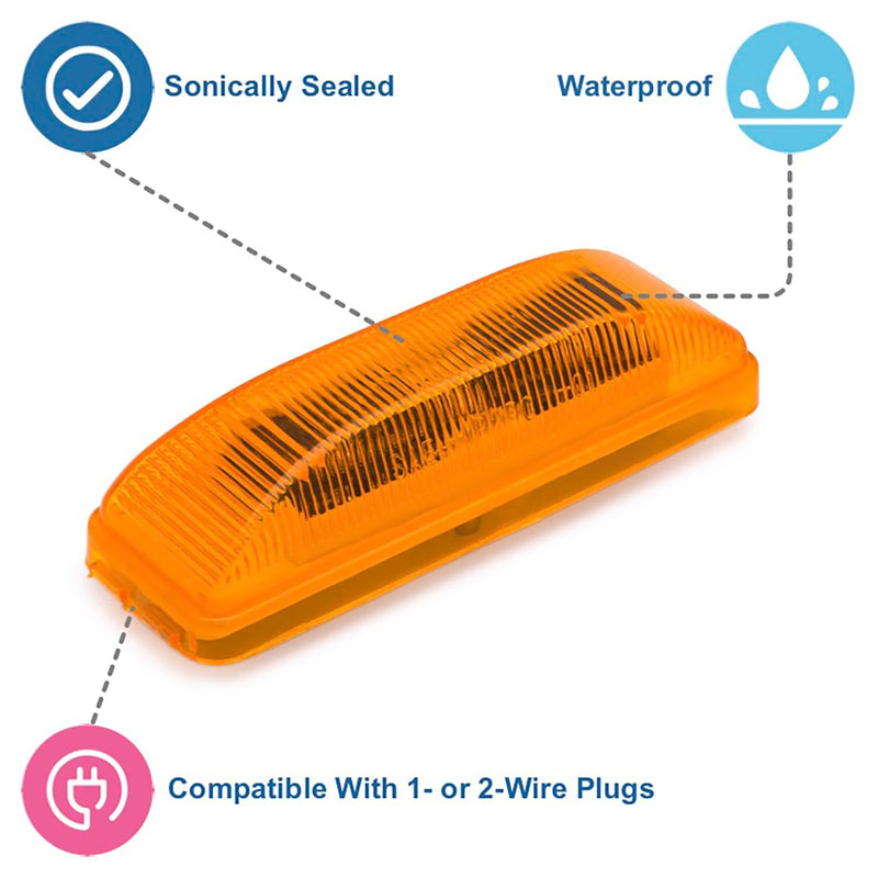 Lumitronics RV Model 19 Series Thin Line Sealed LED Marker/Clearance Light (Amber) Amber