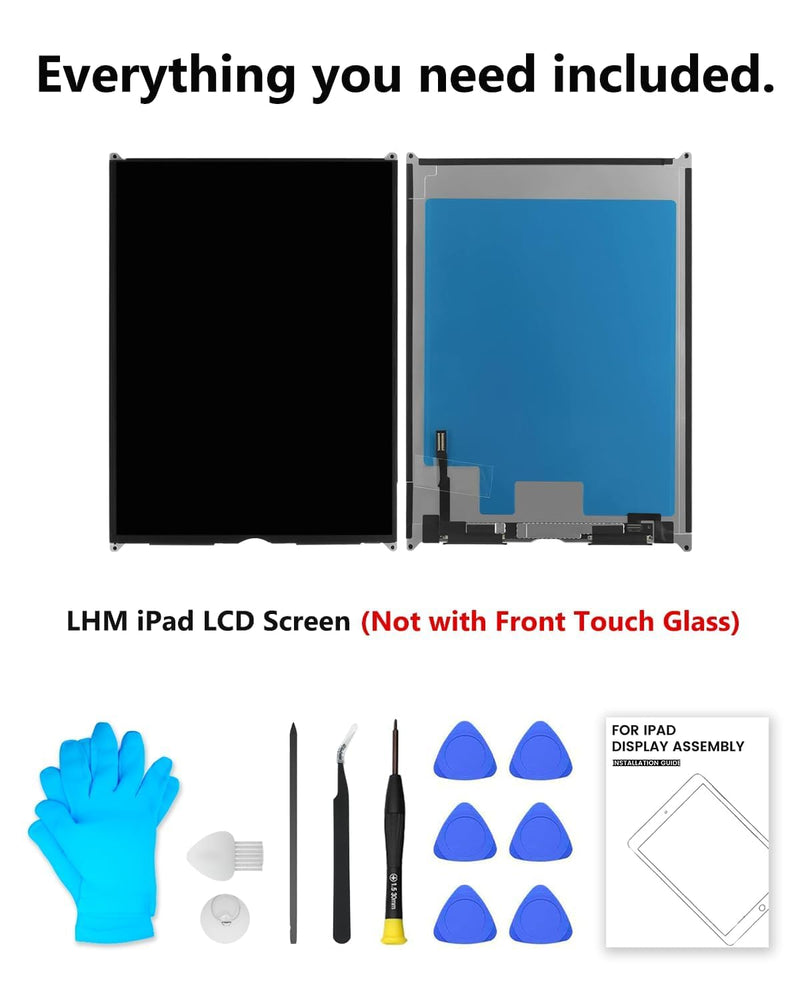 for iPad 7th 8th 9th Gen 10.2" LCD Display Assembly Kit | LCD Display, 10.2" Screen Assembly, 2160x1620 Resolution, Not Touch Glass, Full Tool Kit Black