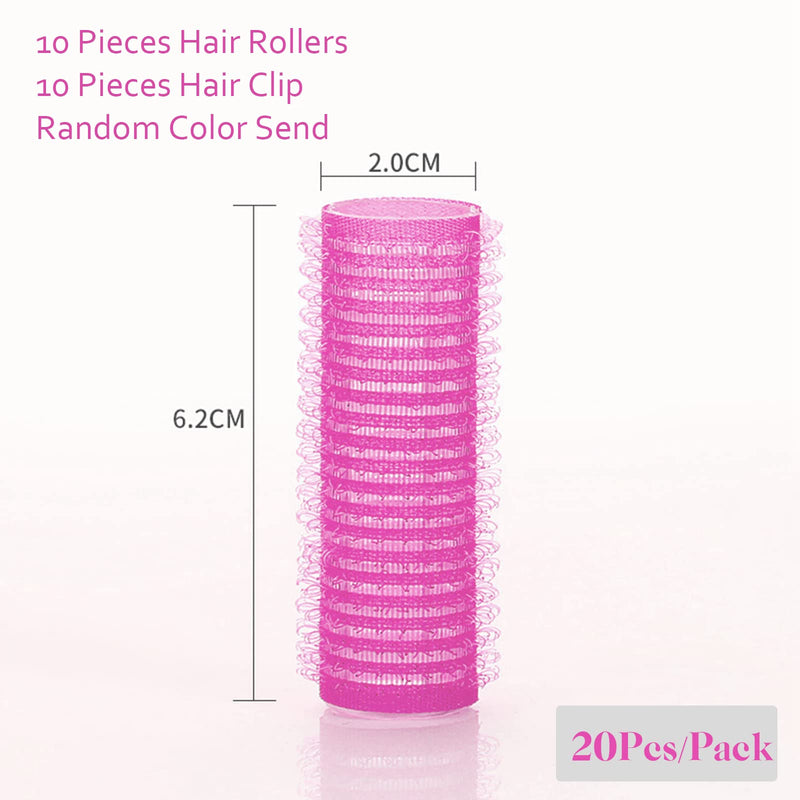 Small Hair Rollers For Short Hair, 20mm Velcro Rollers For Hair, 10 Clips | Hair Rollers With Clips Hold Sections ,10 Self Grip Curlers For Hairdressing and DIY Styling, Lift Roots Without Heat