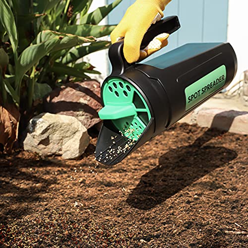 Hand Spreader Shaker for Seed, Salt, De-Icer, Ice Melt, Earth Food and Fertilizer - Multiple Opening Sizes for Any Need - Up to 80 Oz Plant Seed