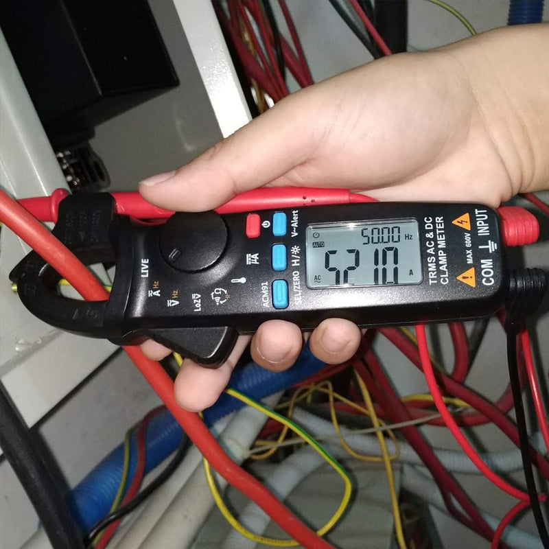 Accuracy Clamp Multimeters with Storage Bag NCV Led Light for AC/DC Current Home (ACM91 Black) ACM91 black