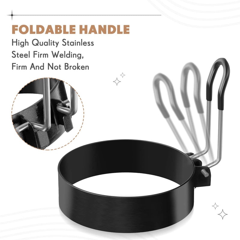 Yaomiao 12 Pcs Egg Rings for Frying Griddle Nonstick Pancake Mold Stainless Steel Egg Mold Portable Round Shaper with Handle for Cooking Griddle Camping Breakfast(3 Inch) 3 Inch