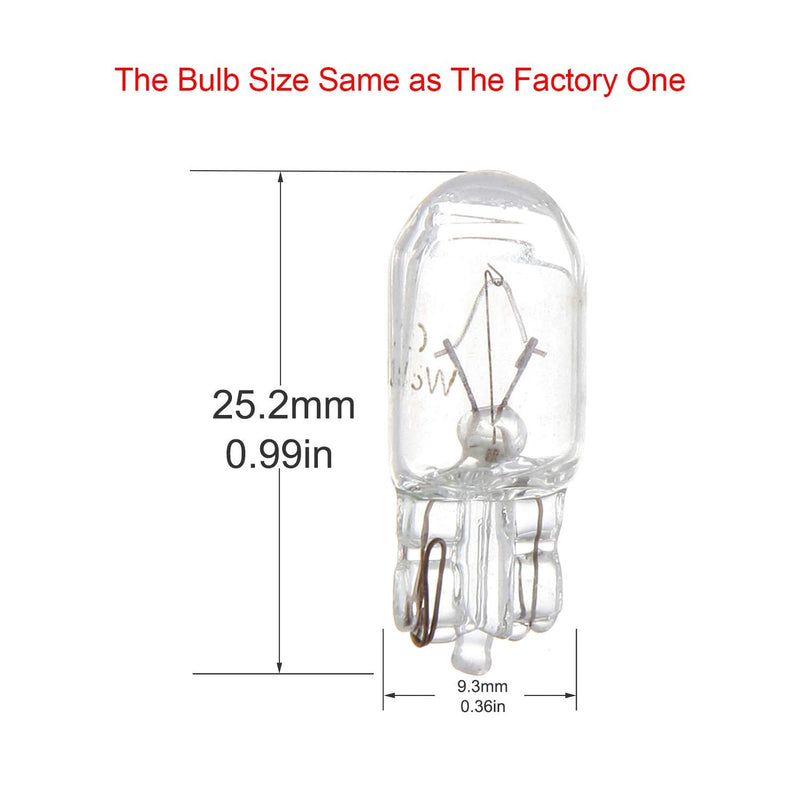 cciyu T10 168 194 W5W Halogen Light Bulb Instrument Cluster Gauge Dash Lamp (10pack white) 10pack white