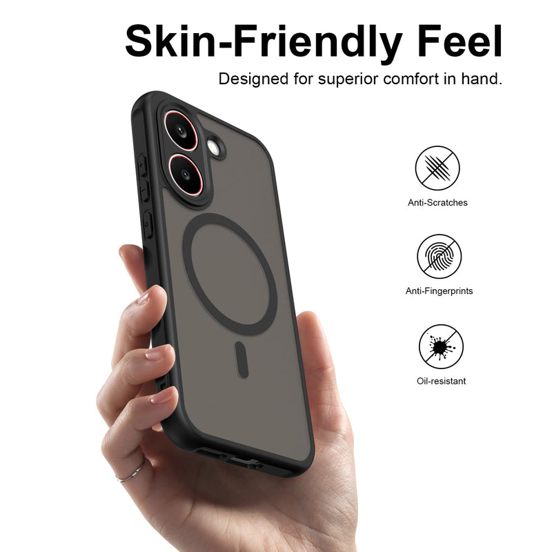 QUIETIP Magnetic Case for Poco X8 Pro with Screen Protector,[Compatible with MagSafe] Translucent Matte Drop Protection Cover,Black Black