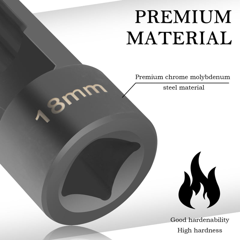 18mm Shock Absorber Socket for Removal of Shock Absorbers Nut,Strut Nut Socket with 12 Point 1/2" Drive Compatible with Cars,SUVs,Trucks,Portability Suspension Tools Strut Sockets