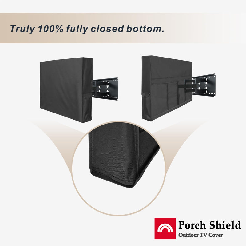 Porch Shield 26-32 inches Outdoor TV Cover Universal Weatherproof Protector for LCD, LED, Plasma Flat TV Screen, Compatible with Wall Mounts and Stands (Black) 26‘’-32‘’ Black