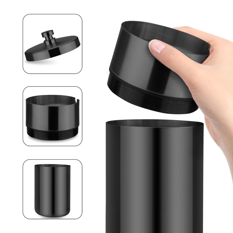 Car Ashtray with Lid Smell Proof Stainless Steel Portable Ash Tray for Car Cup Holder Detachable Windproof Extinguished Cigarette Bucket Automotive Ashtrays for Outdoor Home Office Black