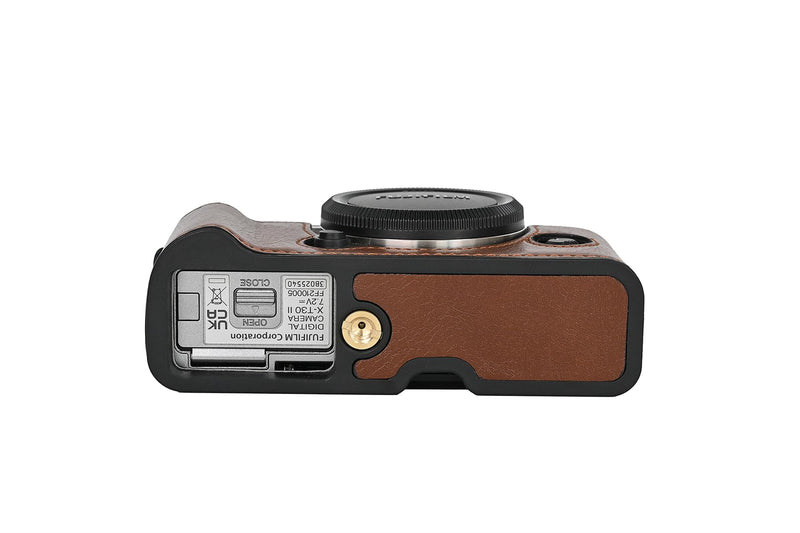 X-T30 Case, BMAOLLONGB Handmade PU Leather Half Camera Case Bag Cover Bottom Opening Version for Fujifilm X-T30 XT30 with Neck Strap Mini Storage Bag (Coffee) Coffee