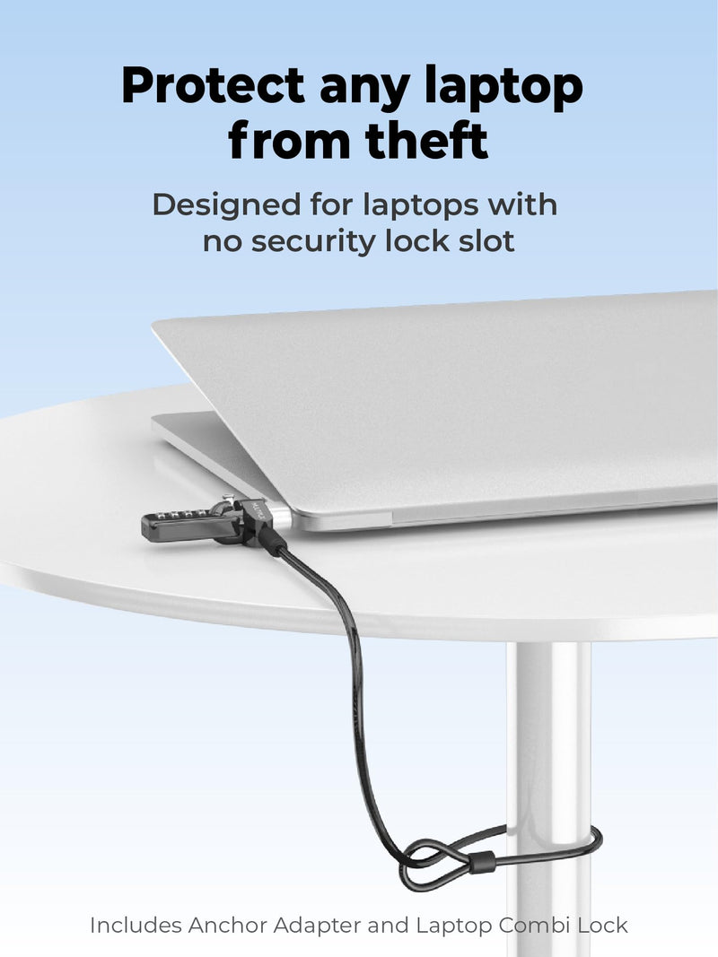 Universal Laptop Security Lock | Compatible with All Laptops inc MacBook | 1.7m Anti-Theft Cable | 4 Digit Combination Lock | Cut Resistant Steel Cable