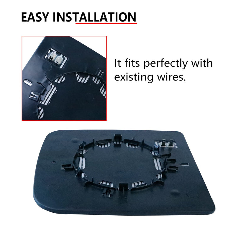 Heated Repl. Glass Right Passenger Side Compatible with Dodge Ram 1500 2500 3500 2009 2010 2011 2012 2013 2014 2015 2016 2018 2019 2020 tow flat mirror big lens Passenger Side Upper (Right)