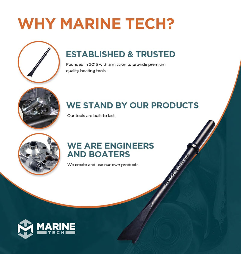 Marine Tech Tools Trim Tilt Impact Tool, Hydraulic Cap Remover Tool, Fits Standard Air Hammer 10mm Shank, Outboard Tilt Trim Ends Caps Removal, Boating Kit