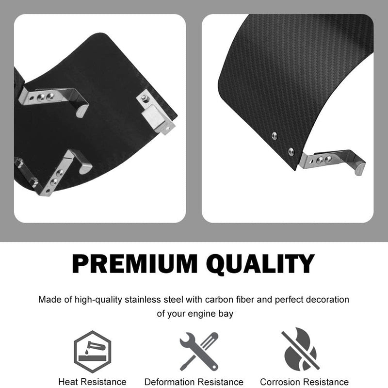 RULLINE Universal Air Intake Filter Cover Heat Shield Stainless Steel Carbon Fiber Cover compatible with 2.5-3.5" Cone Filter