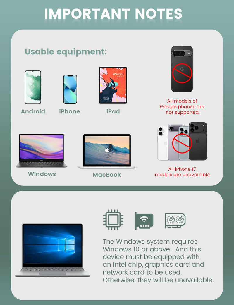 Wireless HDMI Display Dongle Adapter,No Need Any APP,No Setup, Streaming Video/Audio from Laptop,Tablet, PC, Smartphone to HDTV/Projector/Monitor, Support Android, iOS, Windows and MacOS