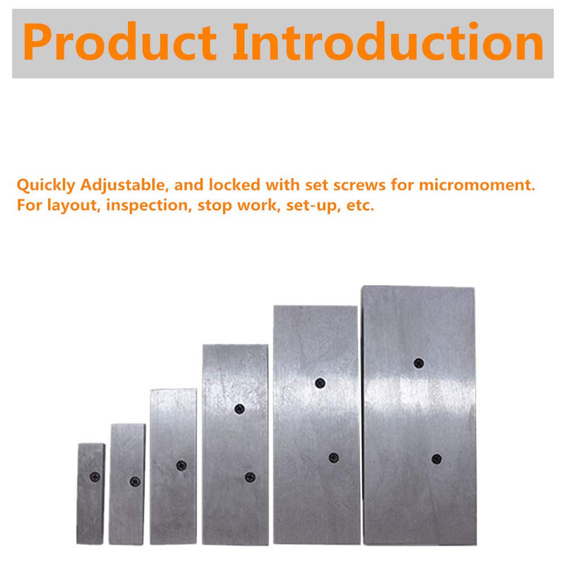 findmall 6 Pcs Adjustable Parallel Set 3/8" - 2-1/4" Hardened Steel Accuracy Parallels Set for Layout Inspection Stop Work Set-Up Etc