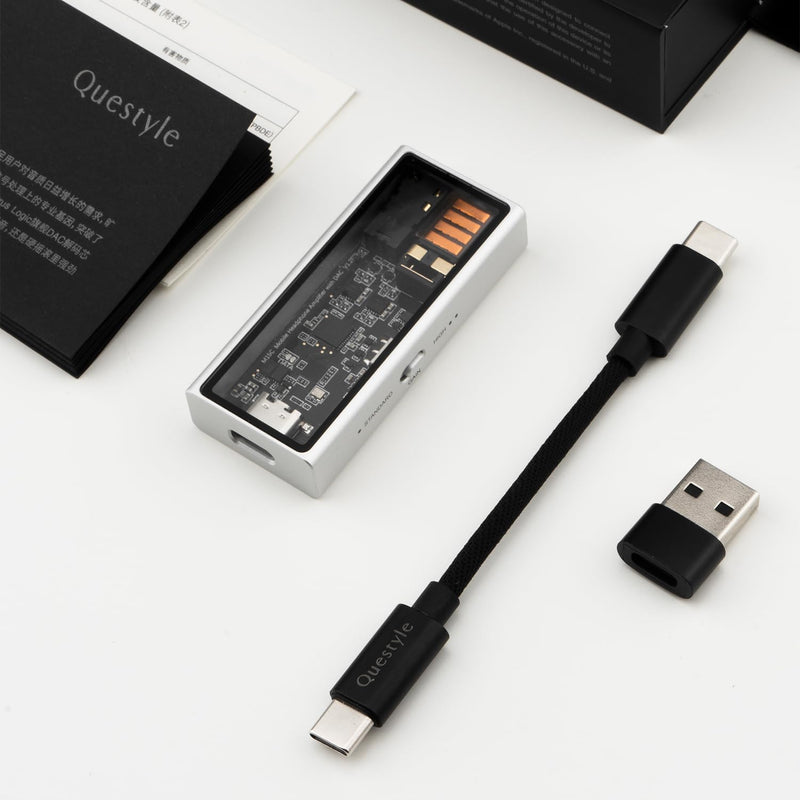 Questyle M15C Headphone Amplifier Portable USB DAC Amps 32Bit/384kHz DSD256 Decoder with 4.4mm and 3.5mm Dual Outputs High Resolution Lossless for Smartphones/PC/Laptops
